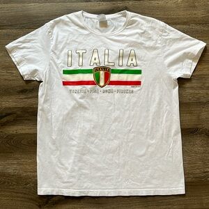 Italy T Shirt White Travel Top 100% Cotton.